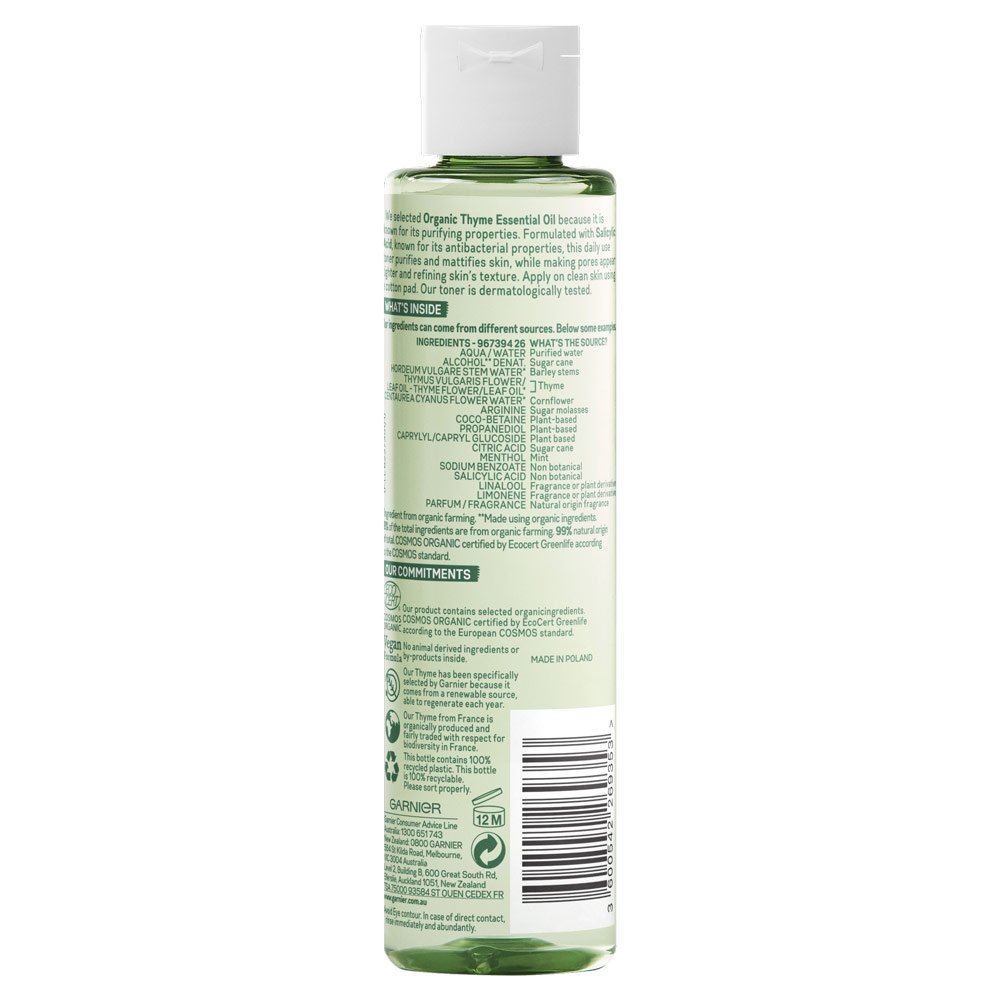 Garnier Organics Thyme Perfecting Toner back packshot